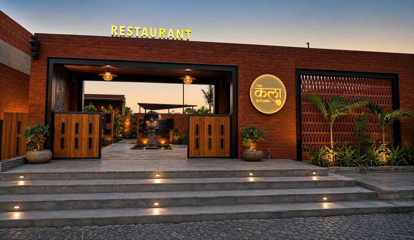 The Kala Kitchen exterior at sunset